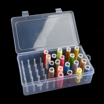 The LaceMaker Diary filament spool organizer holding multiple spools of colorful thread in a tidy, compact design.