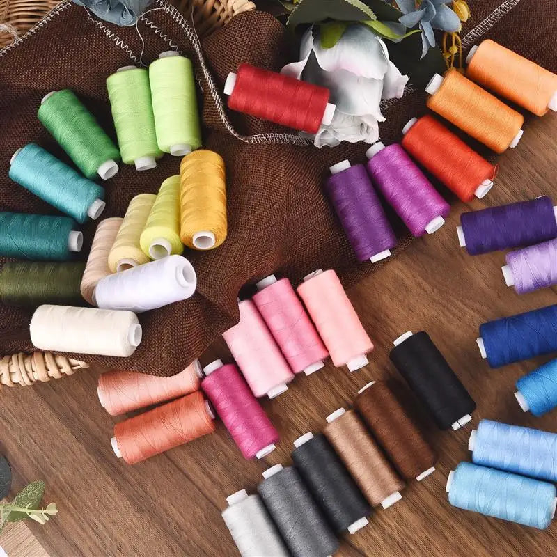 Set of 6 colorful thread spools from The LaceMaker Diary, showing vibrant, neatly wound sewing and embroidery threads.
