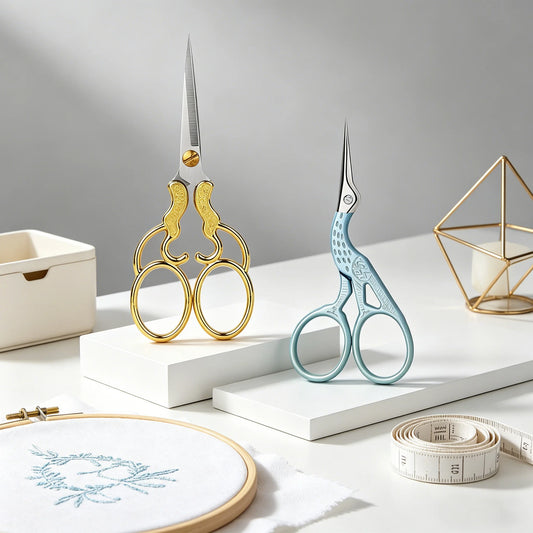 Vintage Eleganti forbici by The LaceMaker Diary, showcasing ornate metal scissors with intricate design details.