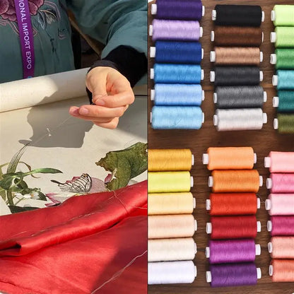 Set di 6 spolette di filo colorato di The LaceMaker Diary, vibrant threads for crafting and embroidery projects.